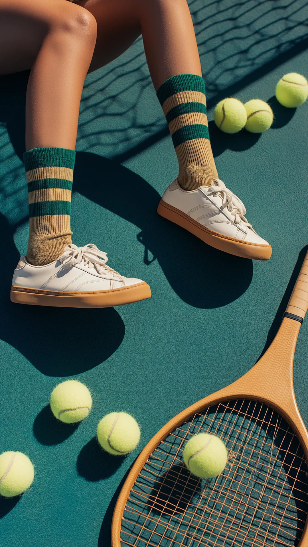 AI still life: tennis balls, rackets and sneakers