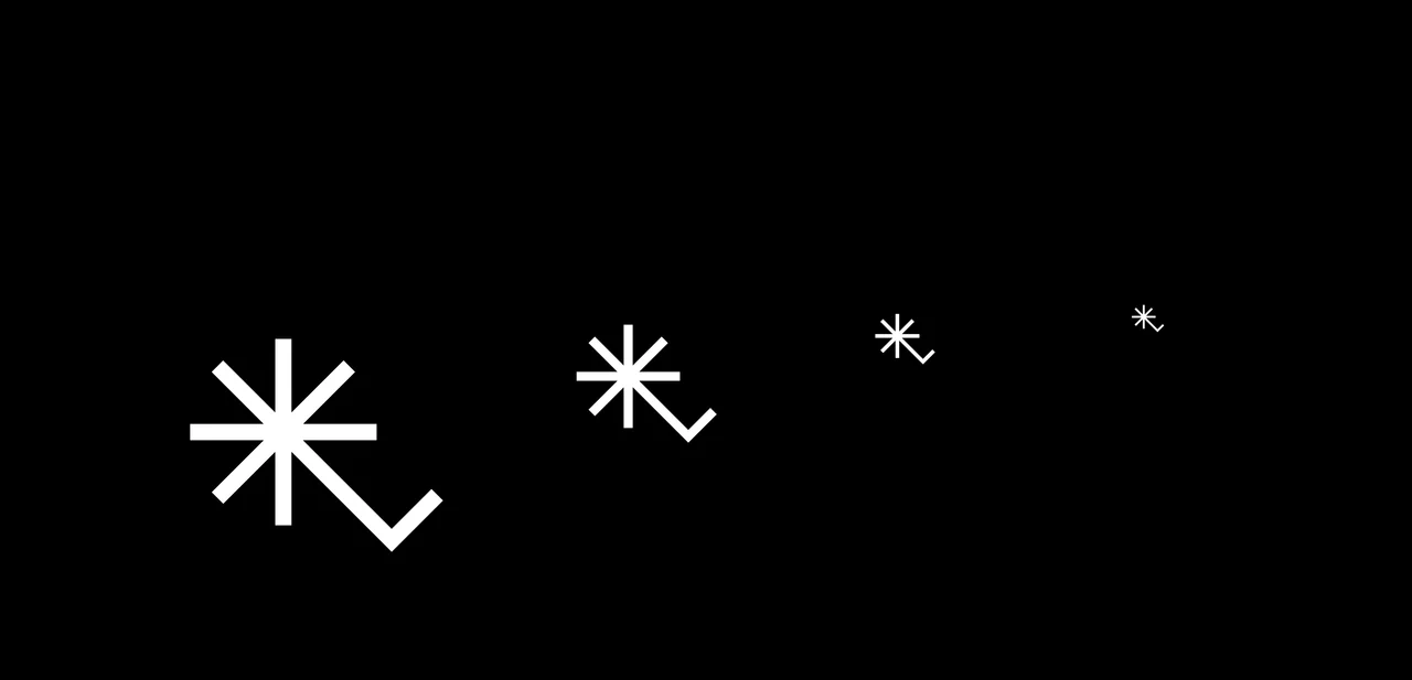 The Eiendom.no symbol, a key that is also an asterisk, at four sizes on black