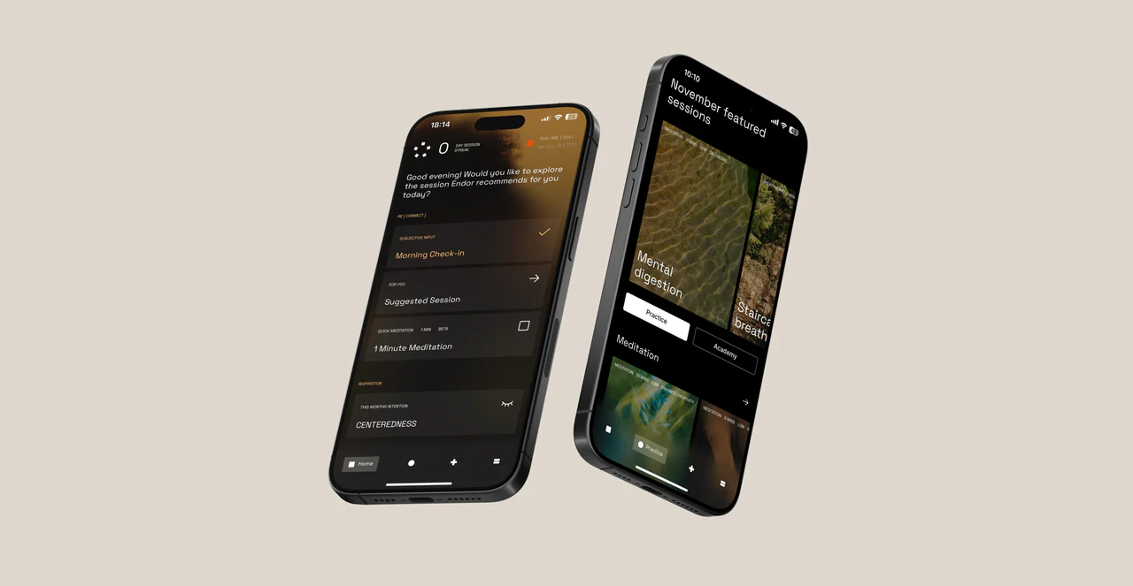 The Endor app on two phones