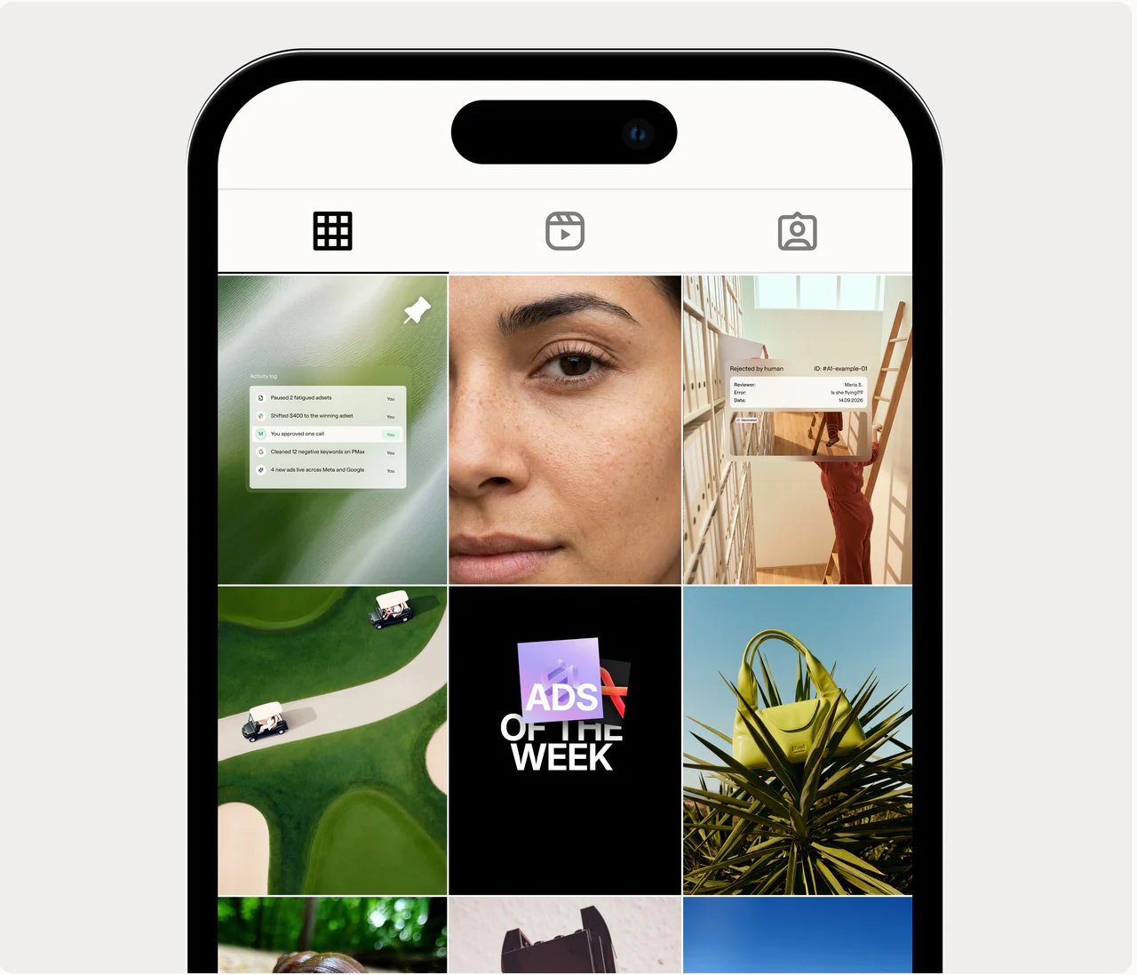 The @marketer.com Instagram feed on a phone
