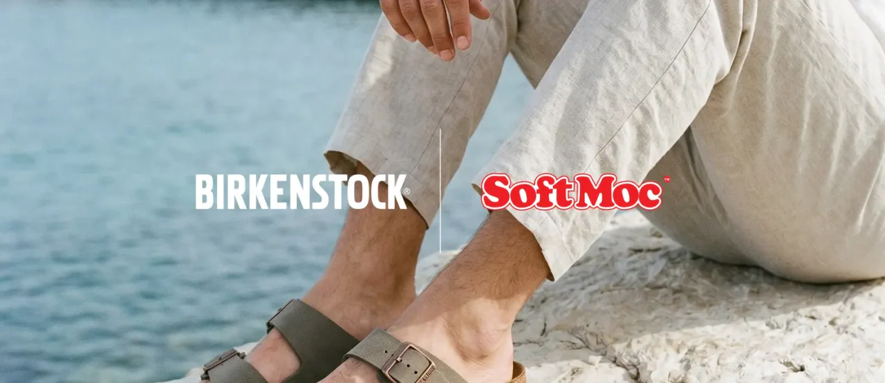 SoftMoc and Birkenstock footwear creative beside the water